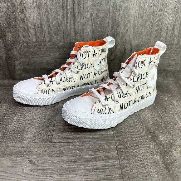 Converse Untitled Hi Not A Chuck Kids size 12 White Black Hightop Shoes - Picture 4 of 7